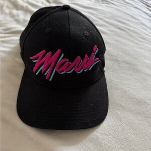 Black SnapBack Maui Cap with Pink and Teal Miami Vice lettering
